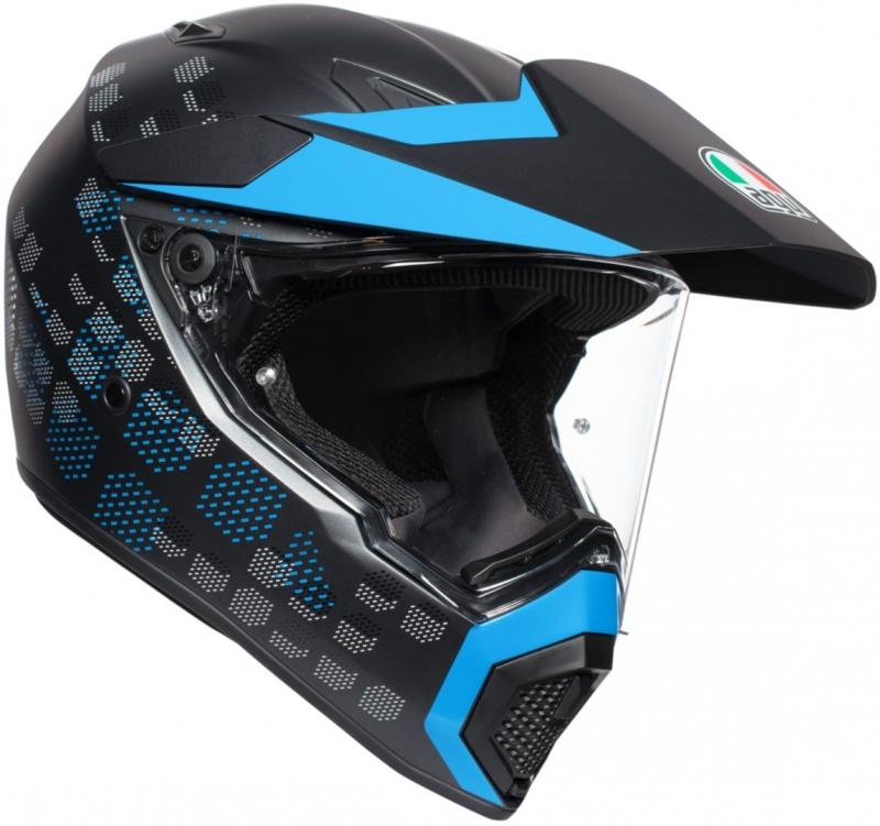 Мотошлем кроссовый AGV AX-9 Multi Antartica Matt Black/Cyan