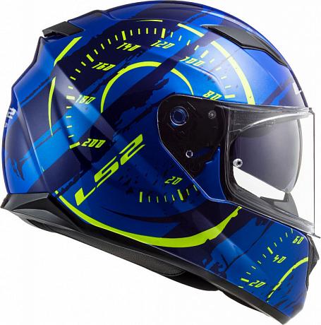 Шлем интеграл LS2 FF320 Stream Evo Tacho синий/желтый 2XL