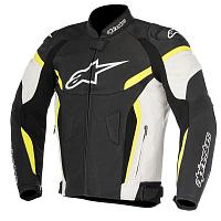 Куртка кожаная Alpinestars Gp Plus R V2 Airflow Leather Jacket, черно-бело-желтый