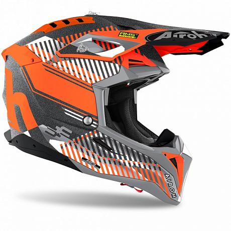 Кроссовый шлем Airoh Aviator 3 Wave Orange Chrome 2XL