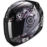 Мотошлем Scorpion Exo-490 Divina, цвет Черный/Фиолетовый Хамелеон/Белый